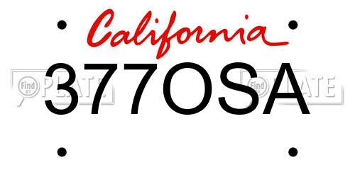 377OSA California License Plate