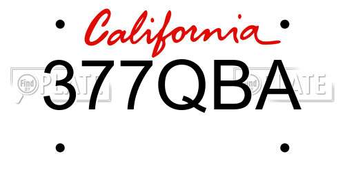 377QBA California License Plate