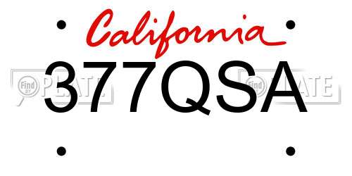 377QSA California License Plate
