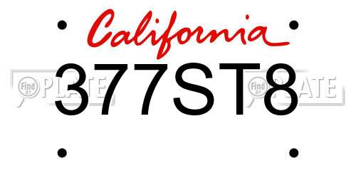 377ST8 California License Plate