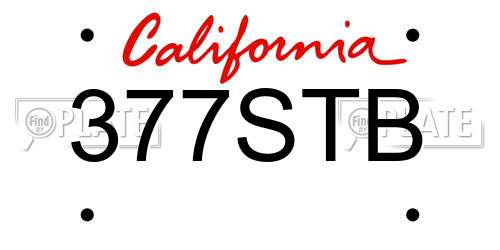 377STB California License Plate