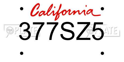 377SZ5 California License Plate