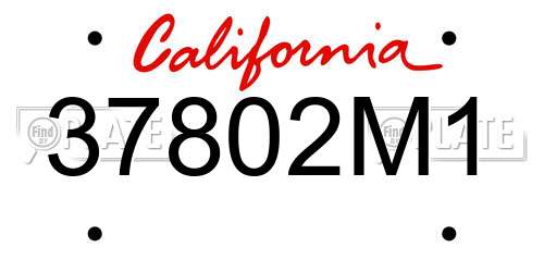 37802M1 California License Plate