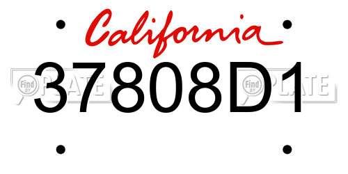 37808D1 California License Plate
