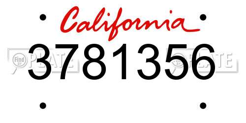 3781356 California License Plate
