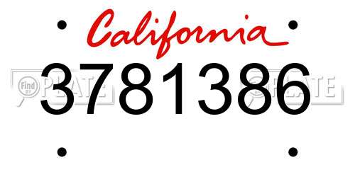 3781386 California License Plate