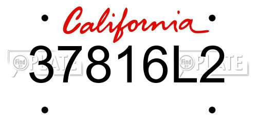37816L2 California License Plate