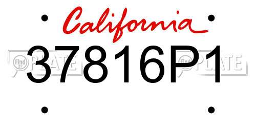37816P1 California License Plate