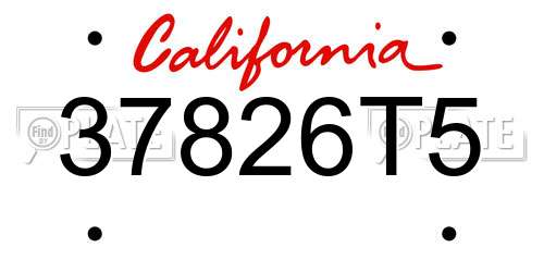 37826T5 California License Plate