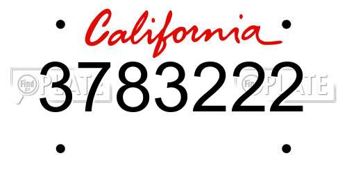 3783222 California License Plate