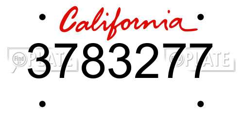 3783277 California License Plate