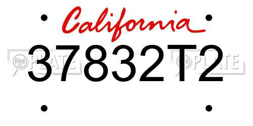 37832T2 California License Plate