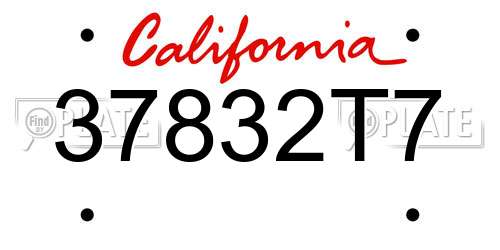 37832T7 California License Plate