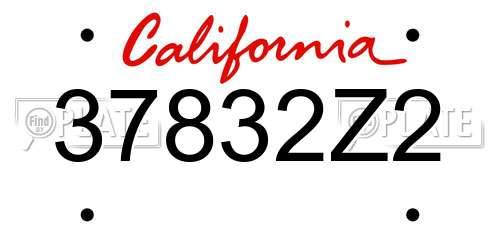 37832Z2 California License Plate