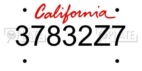 37832Z7 California License Plate