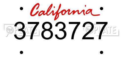 3783727 California License Plate