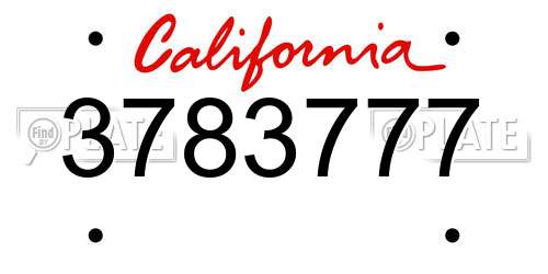 3783777 California License Plate