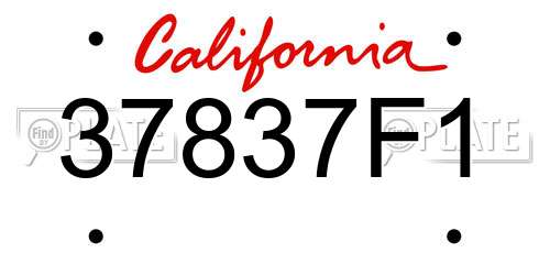 37837F1 California License Plate