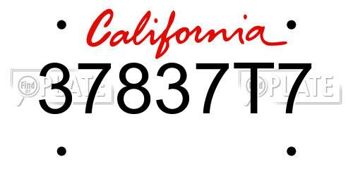 37837T7 California License Plate
