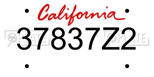 37837Z2 California License Plate