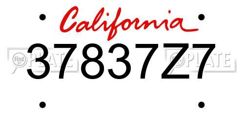37837Z7 California License Plate