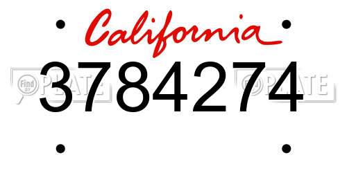 3784274 California License Plate