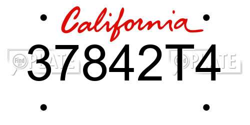 37842T4 California License Plate