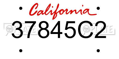 37845C2 California License Plate