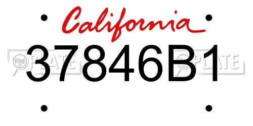 37846B1 California License Plate