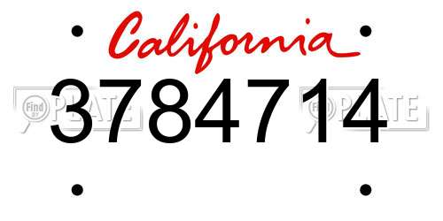 3784714 California License Plate