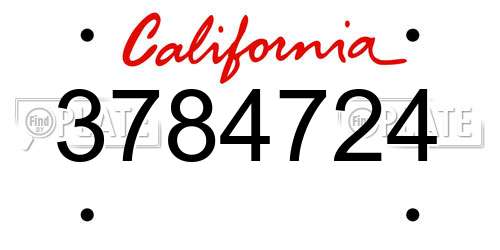 3784724 California License Plate