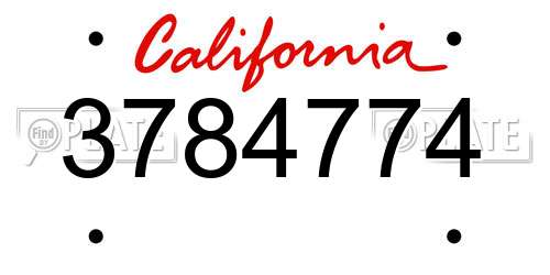 3784774 California License Plate