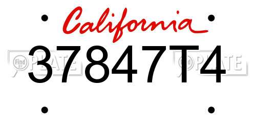 37847T4 California License Plate