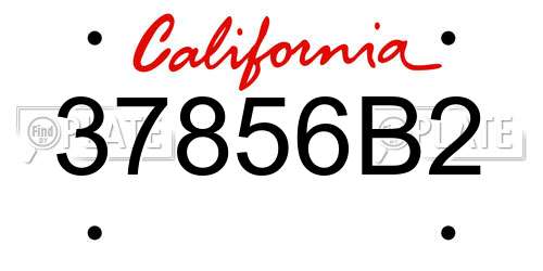 37856B2 California License Plate