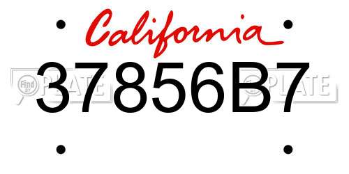 37856B7 California License Plate