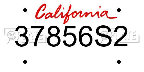 37856S2 California License Plate