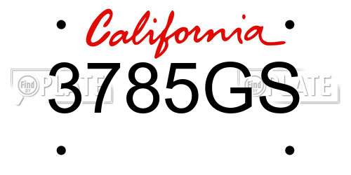 3785GS California License Plate