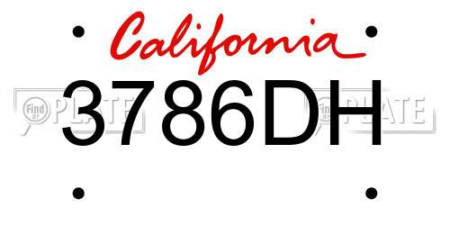 3786DH California License Plate