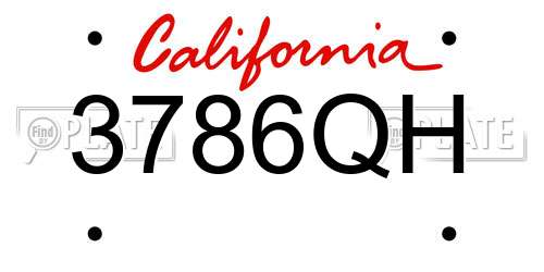 3786QH California License Plate
