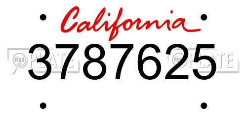 3787625 California License Plate