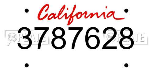 3787628 California License Plate
