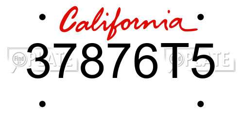 37876T5 California License Plate