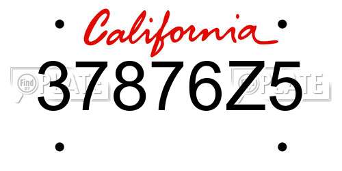 37876Z5 California License Plate