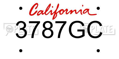 3787GC California License Plate