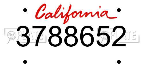 3788652 California License Plate