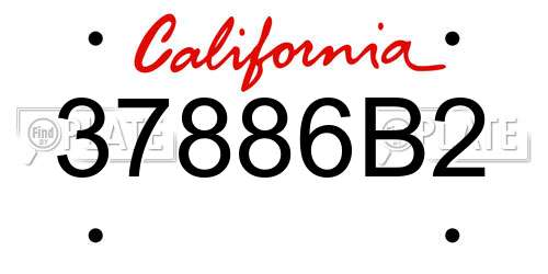 37886B2 California License Plate