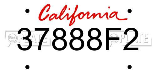 37888F2 California License Plate
