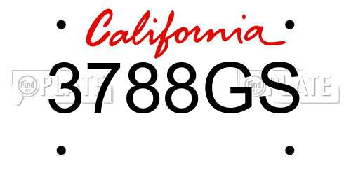 3788GS California License Plate
