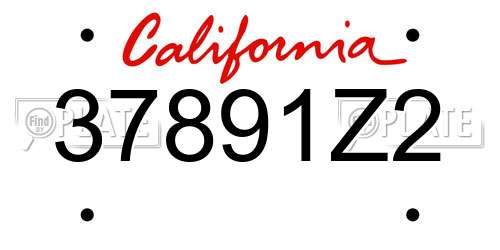 37891Z2 California License Plate