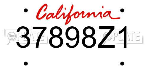 37898Z1 California License Plate
